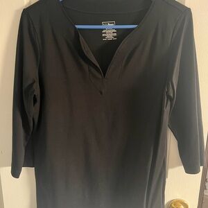 L.L. Bean Women's Black 3/4 Sleeve Top